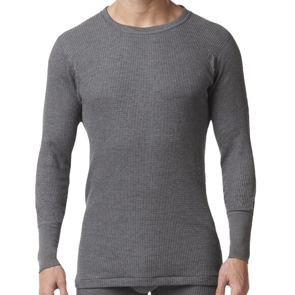 STANFIELDS Shirt Mens Medium Gray Cotton Blend Waffle Knit Base Layer Top - Picture 1 of 7